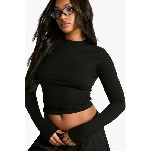 Crop Top Basique À Col Ras Du Cou Et Manches Longues - 34 - boohoo - Modalova