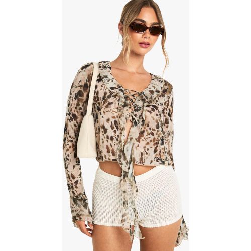 Blouse En Mousseline De Soie À Volants - 34 - boohoo - Modalova