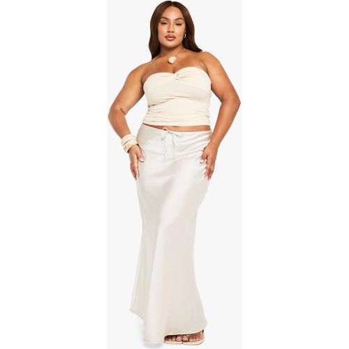 Grande Taille - Jupe Longue Satinée À Cordon De Serrage - 44 - boohoo - Modalova