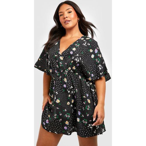 Grande Taille - Robe Patineuse Cache-Coeur À Fleurs - 50 - boohoo - Modalova