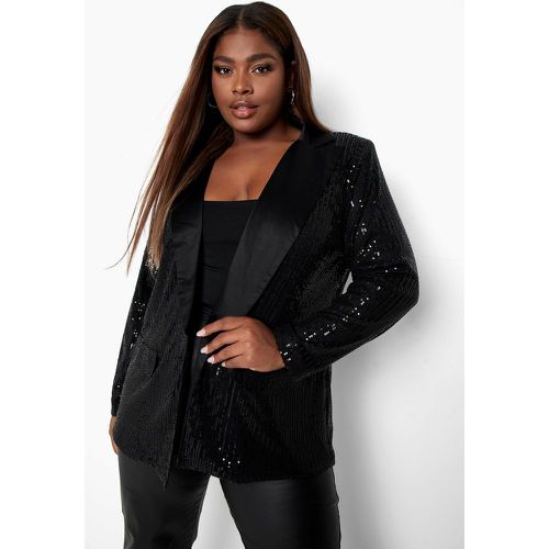 Grande Taille - Blazer Pailleté Avec Revers Contrastants - 44 - boohoo - Modalova