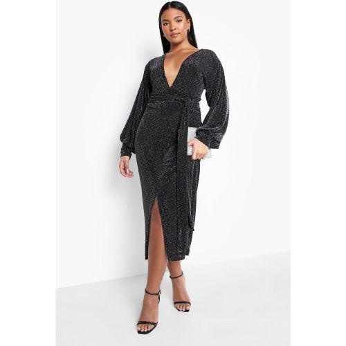 Grande Taille - Robe Mi Longue Nouée À La Taille Avec Décolleté Plongeant - 44 - boohoo - Modalova