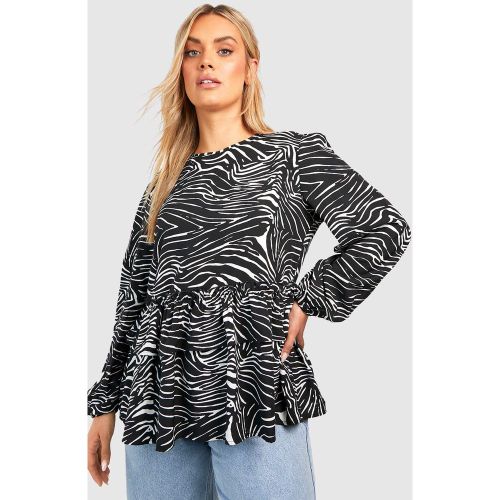 Grande Taille - Top Péplum À Imprimé Zèbre - 48 - boohoo - Modalova