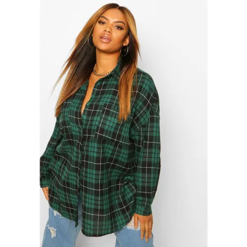 Grande Taille - Chemise À Carreaux Boyfriend Oversize - 50 - boohoo - Modalova