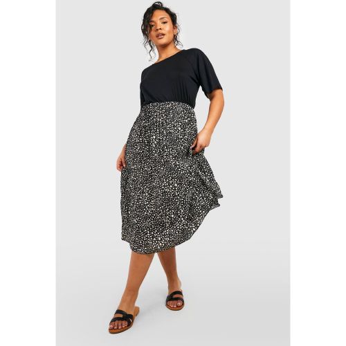 Grande Taille - Robe Patineuse 2 En 1 Effet Plissé - 44 - boohoo - Modalova