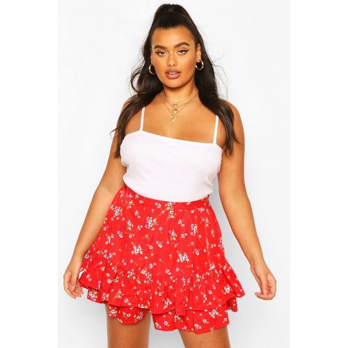 Grande Taille - Shorts À Volants Et Imprimé Fleuri - 44 - boohoo - Modalova