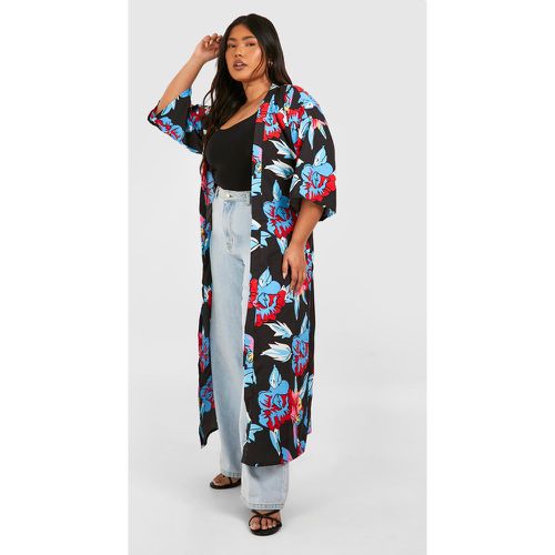 Grande Taille - Kimono À Ceinture Et Imprimé Fleuri - 44 - boohoo - Modalova