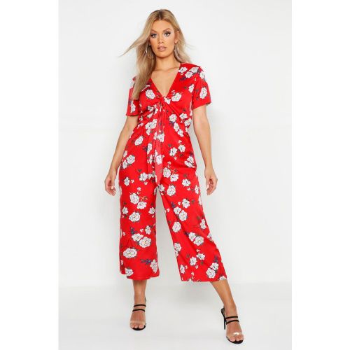 Grande Taille - Combinaison Jupe-Culotte À Nœud Et Imprimé Fleuri - 54 - boohoo - Modalova