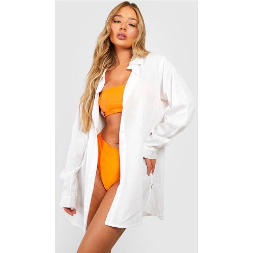 Chemise De Plage Oversize Effet Lin - M - boohoo - Modalova