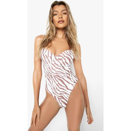 Maillot De Bain 1 Pièce Effet Bustier À Imprimé Tigre - 38 - boohoo - Modalova