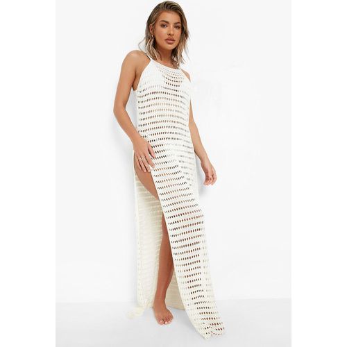 Robe De Plage Longue En Crochet À Fentes - S - boohoo - Modalova