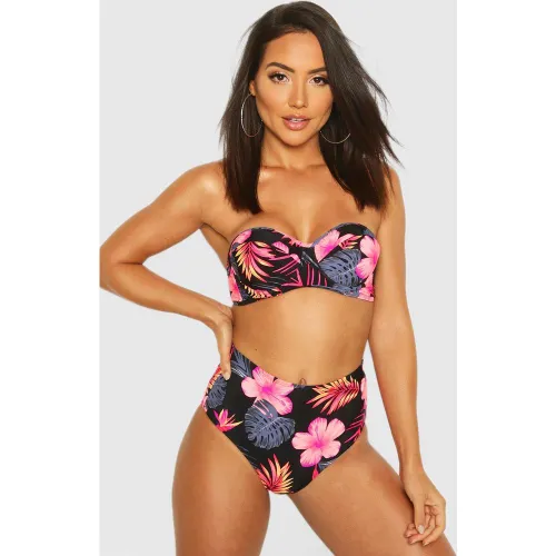 Bikini Avec Haut Bustier Et Bas À Imprimé Fleuri - 38 - boohoo - Modalova