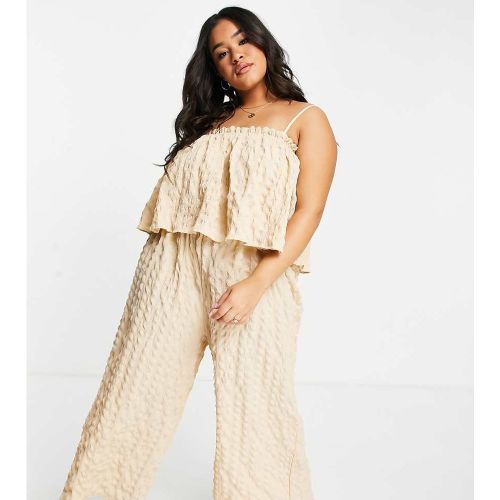 ASOS DESIGN Curve - Combinaison jupe-culotte texturée et superposée - Sable - ASOS Curve - Modalova