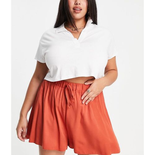ASOS DESIGN Curve - Short d'ensemble taille haute virevoltant avec cordon de serrage - Rouille - ASOS Curve - Modalova