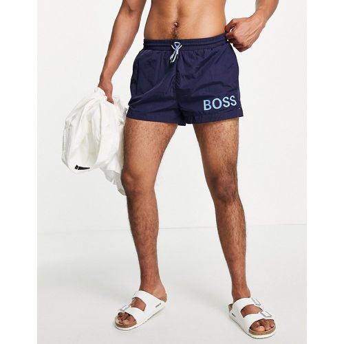 BOSS - Mooneye - Short de bain court à grand logo - Bleu - BOSS Bodywear - Modalova