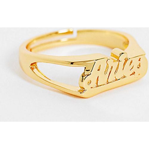 Bague réglable avec inscription « Aries » en plaqué or - Image Gang Curve - Modalova