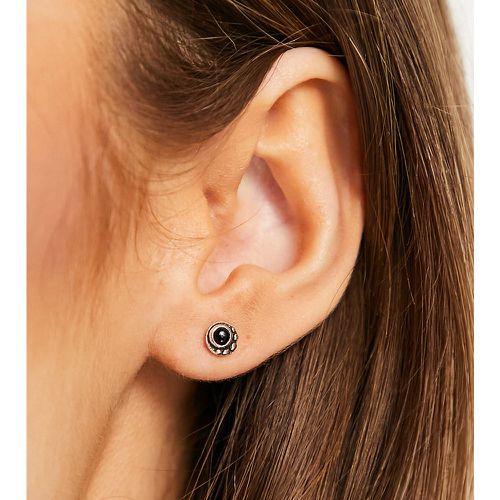 Boucles d'oreilles circulaires serties d'un onyx noir - Argent massif - Kingsley Ryan - Modalova