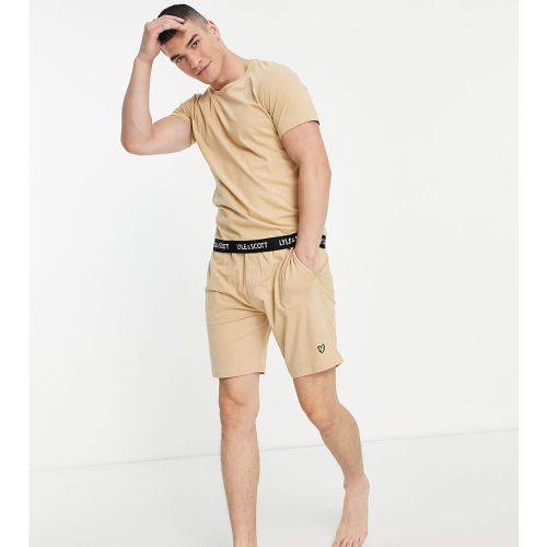 Lyle & Scott - Bodywear Larry - Ensemble t-shirt à bande et short - Taupe - Lyle & Scott Bodywear - Modalova