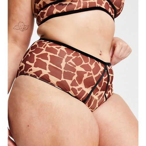 X Francesca Perks - Culotte taille haute d'ensemble en tulle à imprimé girafe - Rouille - Labelrail - Modalova