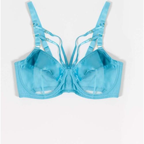 Poitrines généreuses - Soutien-gorge non rembourré avec lanières et bonnets à découpes - Turquoise - Wolf & Whistle - Modalova