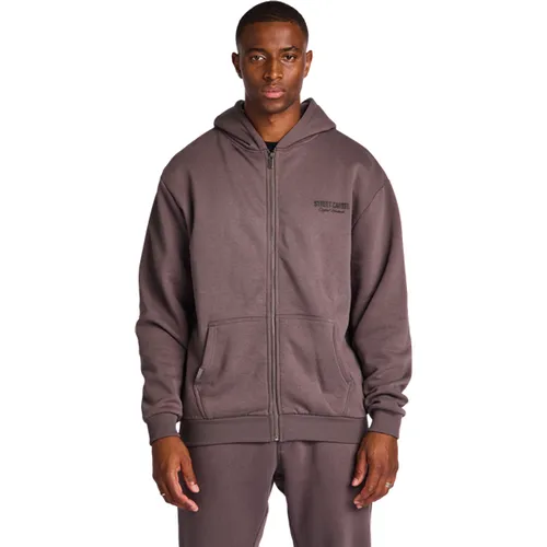 Structure et Caractère Réalisé en molleton épais, le sweat à capuche Street Cartel Russo Zip Through allie structure et confort dans une silhouet - 317371339778950 - Modalova