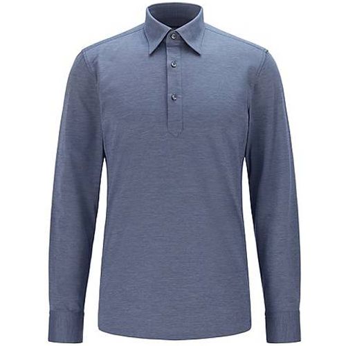 Chemise Slim Fit en jersey de coton avec patte de boutonnage façon polo - Boss - Modalova