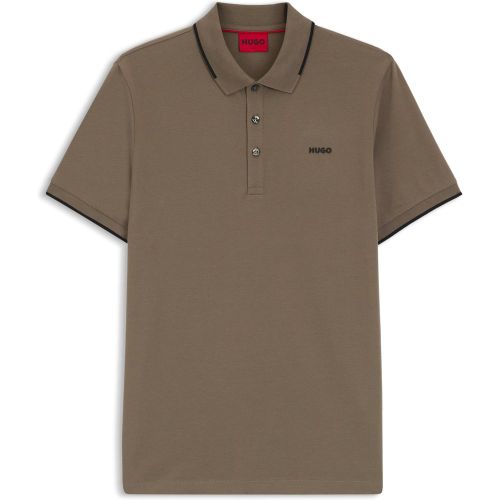 Polo ajusté en coton stretch avec logo imprimé - HUGO - Modalova