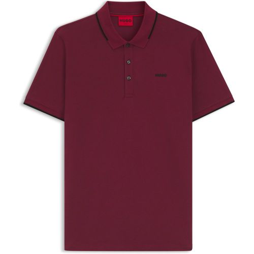 Polo ajusté en coton stretch avec logo imprimé - HUGO - Modalova