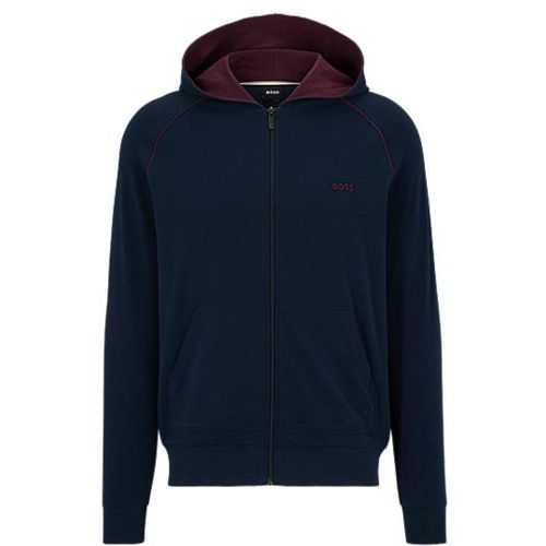 Veste d’intérieur en coton stretch à capuche et logo brodé - Boss - Modalova