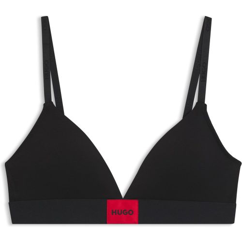 Soutien-gorge triangle en coton stretch avec logo rouge - HUGO - Modalova