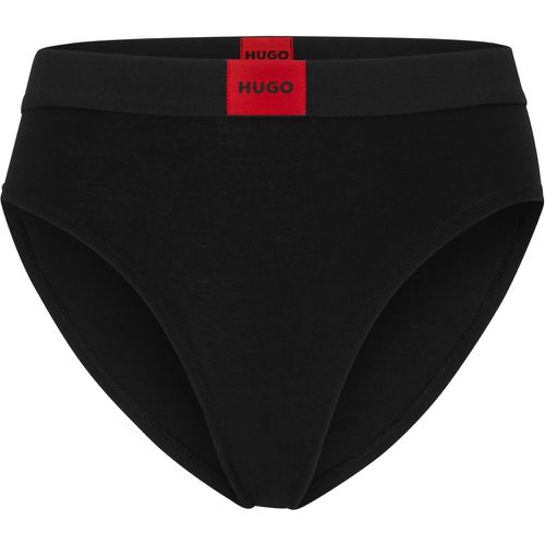 Slip taille haute en coton stretch avec étiquette logo rouge - HUGO - Modalova