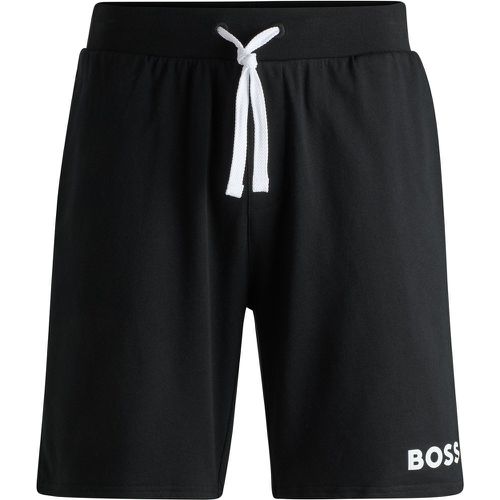 Short en molleton de coton avec cordon de serrage et logo contrastant - Boss - Modalova