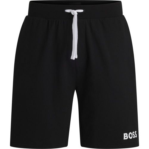 Short en molleton de coton avec cordon de serrage et logo contrastant - Boss - Modalova