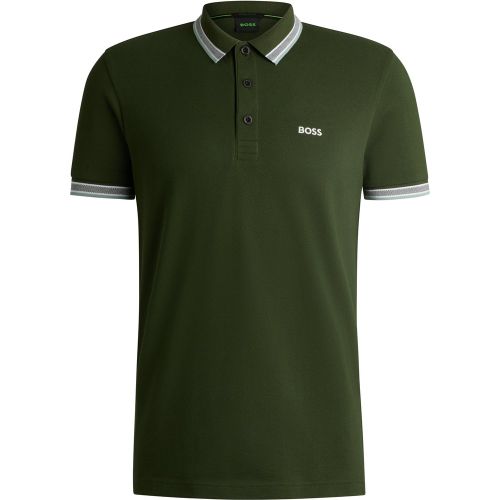Polo Paddy en piqué de coton avec sous-col logoté - Boss - Modalova