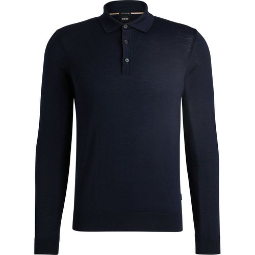 Pull Slim en laine vierge à col polo - Boss - Modalova