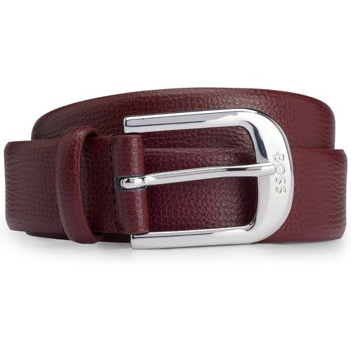 Ceinture en cuir italien grainé avec boucle logotée - Boss - Modalova