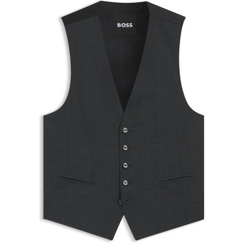 Gilet droit en laine mélangée stretch - Boss - Modalova