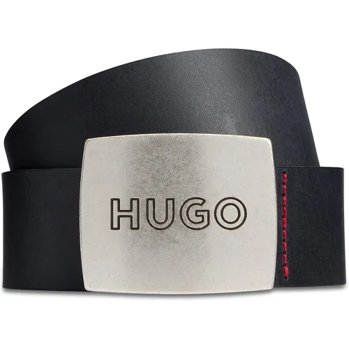 Ceinture en cuir avec boucle plate à logo - HUGO - Modalova