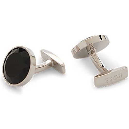 Boutons de manchette ronds en métal poli avec insert en verre à facettes - Boss - Modalova