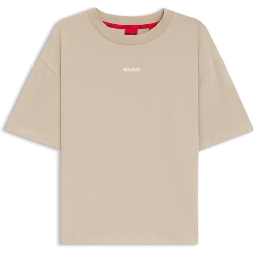 T-shirt Relaxed en jersey doux à logo contrastant - HUGO - Modalova
