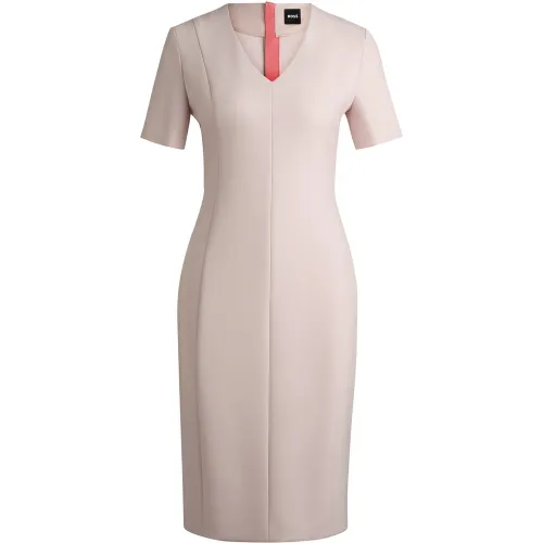 Robe en tissu stretch à col V - Boss - Modalova