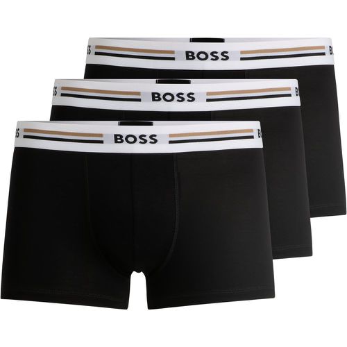 Lot de trois boxers courts en tissu stretch avec taille rayée - Boss - Modalova