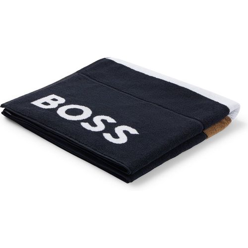 Drap de plage en coton à rayures emblématiques et logo - Boss - Modalova