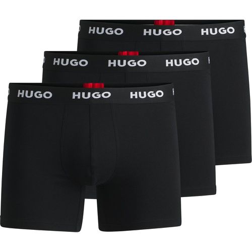 Lot de trois boxers longs en coton stretch avec tailles avec logos - HUGO - Modalova