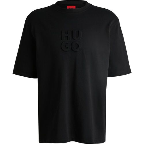 T-shirt en jersey de coton avec logo revisité embossé - HUGO - Modalova