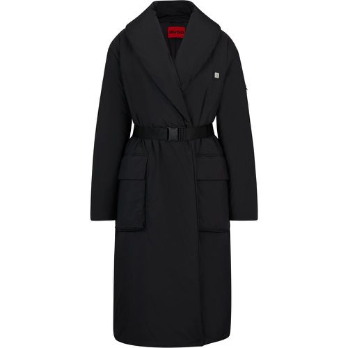 Manteau matelassé déperlant avec ceinture logo - HUGO - Modalova