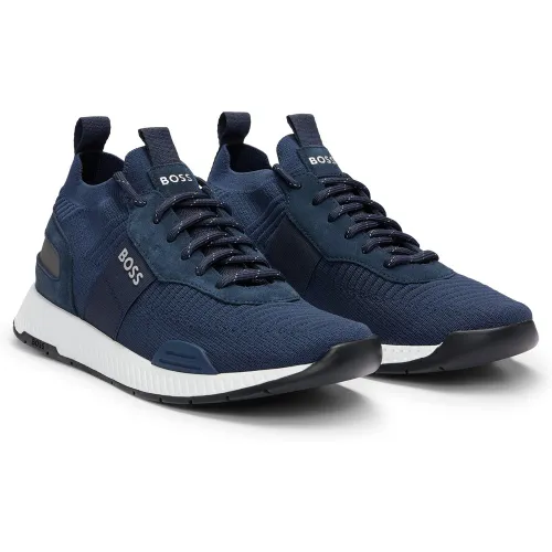 Baskets TTNM EVO avec tige en maille et finitions en cuir suédé - Boss - Modalova