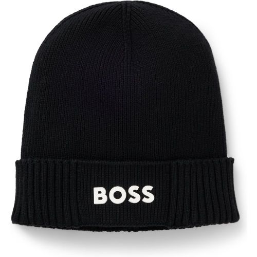 Bonnet à logo en coton et laine vierge - Boss - Modalova