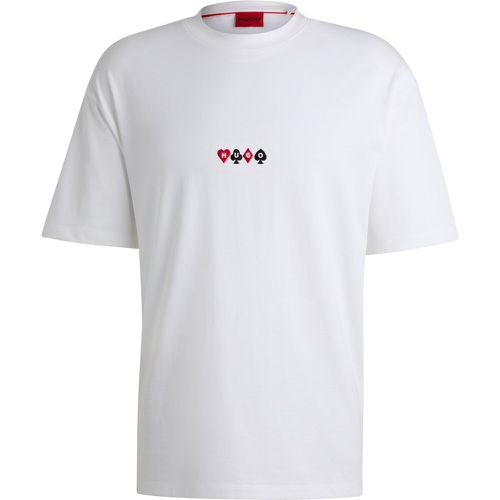 T-shirt en jersey de coton avec motif artistique cartes à jouer - HUGO - Modalova
