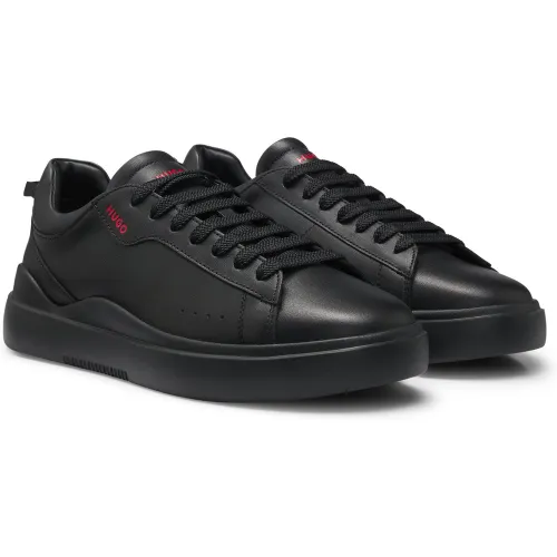 Baskets en cuir lisse avec logo contrastant - HUGO - Modalova
